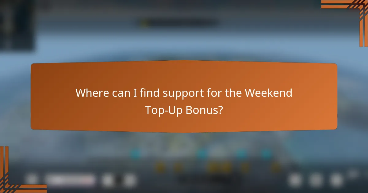Where can I find support for the Weekend Top-Up Bonus?
